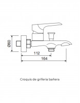 Croquis Grifería bañera cromo - DANN de Lluvibath
