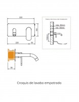 Croquis Lavabo empotrado - cromo JAMAICA de Lluvibath