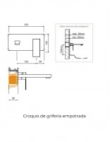 Croquis Lavabo empotrado - cromo JAMAICA de Lluvibath