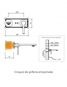 Lavabo empotrado - cromo MAURICIO de Lluvibath 2
