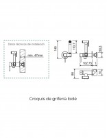 Croquis Grifo bidé empotrado - cromo RAP de Lluvibath