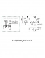 Croquis Grifo bidé empotrado - cromo POP de Lluvibath