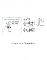 Croquis Grifo bidé empotrado - cromo ROCK de Lluvibath