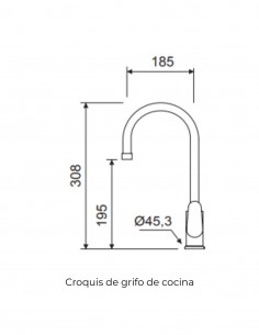 Grifo de cocina monomando - cromo TAIMIR de Lluvibath 2