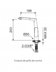 Grifo de cocina monomando - blanco DANN de Lluvibath 2