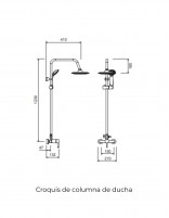 Croquis Columna de ducha grifería cromo - TOTEM de Lluvibath