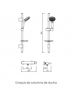 Columna de ducha grifería - cromo BOSTON de Lluvibath 2