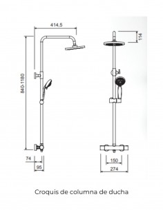 Columna de ducha grifería - cromo CHEALSEA II de Lluvibath 2