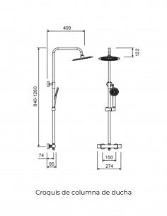Columna de ducha grifería - negro PIPE de Lluvibath 2