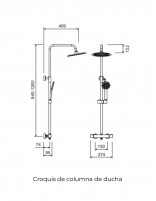 Croquis Columna de ducha grifería - cromo PIPE de Lluvibath