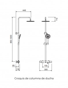 Columna de ducha grifería - cromo MARTE de Lluvibath 2