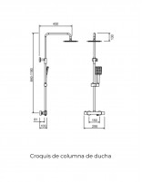 Croquis Columna de ducha grifería - cromo NIZA de Lluvibath