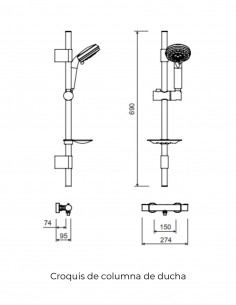 Columna de ducha grifería - cromo SEATTLE de Lluvibath 2