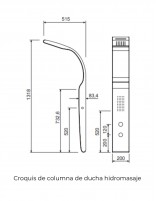 Croquis Columna de ducha hidromasaje - blanco HELEN de Lluvibath