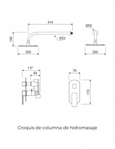 Conjunto de ducha empotrado - cromo APOLO de Lluvibath 2