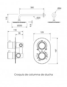 Conjunto de ducha empotrado - ZEUS pared de Lluvibath 2