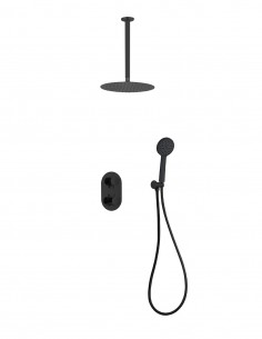 Conjunto de ducha empotrado - negro ZEUS techo de Lluvibath