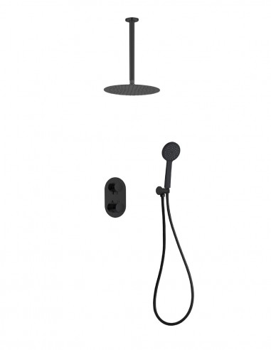 Conjunto de ducha empotrado - negro ZEUS techo de Lluvibath