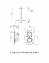 Croquis Conjunto de ducha empotrado - negro ZEUS techo de Lluvibath