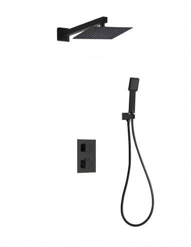 Conjunto de ducha empotrado - negro ARTEMIS pared de Lluvibath