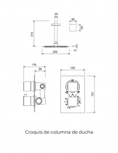 Conjunto de ducha empotrado - negro ARTEMIS techo de Lluvibath 2