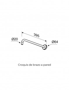 Brazo redondo a pared - cromo de Lluvibath 2