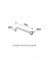 Croquis Brazo redondo a pared - negro mate de Lluvibath