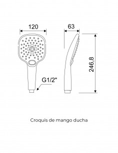 Mango de ducha - cromo/blanco ABBA de Lluvibath 2