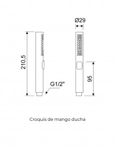 Mango de ducha - cromo DOPO de Lluvibath 2