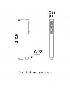 Mango de ducha - negro mate KOS de Lluvibath 2