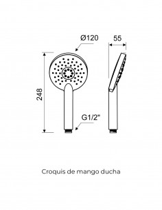 Mango de ducha - cromo TAO de Lluvibath 2
