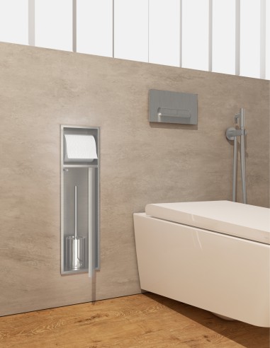 Hornacina portarrollos y escobillero modelo EGEAN níquel de Medimex