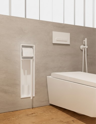 Hornacina portarrollos y escobillero blanca modelo EGEAN de Medimex