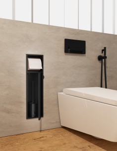 Hornacina portarrollos y escobillero negra modelo EGEAN de Medimex