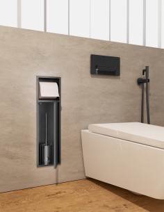 Hornacina portarrollos y escobillero black gun metal modelo EGEAN de Medimex