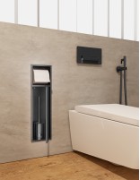 Hornacina portarrollos y escobillero black gun metal modelo EGEAN de Medimex