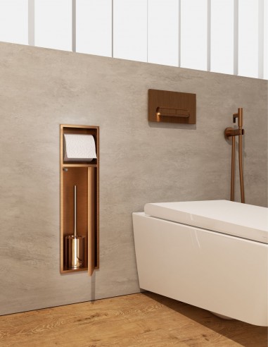 Hornacina portarrollos y escobillero oro rosa modelo EGEAN de Medimex