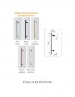 Croquis tiradores Mampara de ducha plata mate 2 fijos + 2 puertas correderas - URBAN de Kassandra