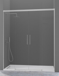 Mampara de ducha plata mate cepillado 2 fijos + 2 puertas correderas - URBAN de Kassandra