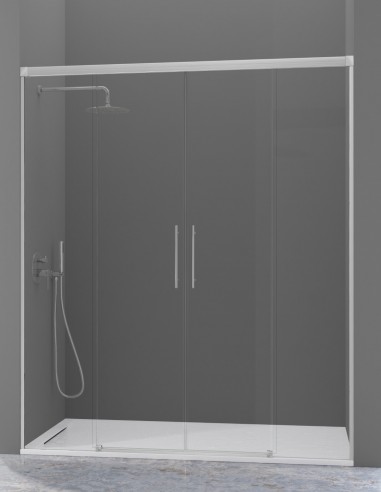 Mampara de ducha plata mate cepillado 2 fijos + 2 puertas correderas - URBAN de Kassandra