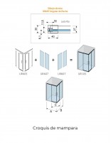 Croquis Mampara de ducha angular - plata mate cepillado 2 fijos + 2 puertas correderas URBAN de Kassandra