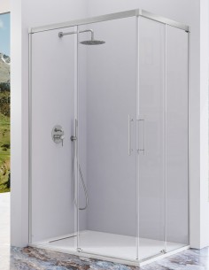 Mampara de ducha angular - plata mate cepillado 2 fijos + 2 puertas correderas URBAN de Kassandra