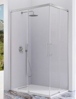 Mampara de ducha angular - plata mate cepillado 2 fijos + 2 puertas correderas URBAN de Kassandra
