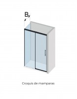 Croquis Mampara de ducha plata mate cepillado 1 fijo + 1 puerta corredera - URBAN de Kassandra
