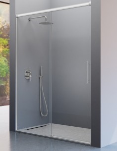 Mampara de ducha plata mate cepillado 1 fijo + 1 puerta corredera - URBAN de Kassandra