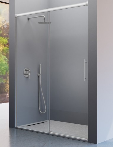 Mampara de ducha plata mate cepillado 1 fijo + 1 puerta corredera - URBAN de Kassandra