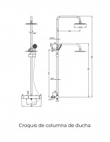 Croquis Columna Ducha monomando 2 vías - black gun metal de Bathplus