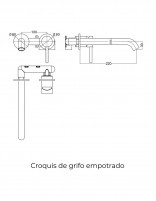 Croquis Grifo Empotrado de Lavabo monomando - oro cepillado de Bathplus