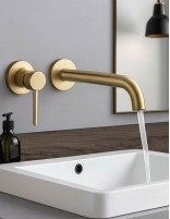 Grifo Empotrado de Lavabo monomando - oro cepillado de Bathplus