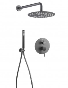 Grifo Empotrado de Ducha de pared monomando redondo - black gun metal de Bathpus